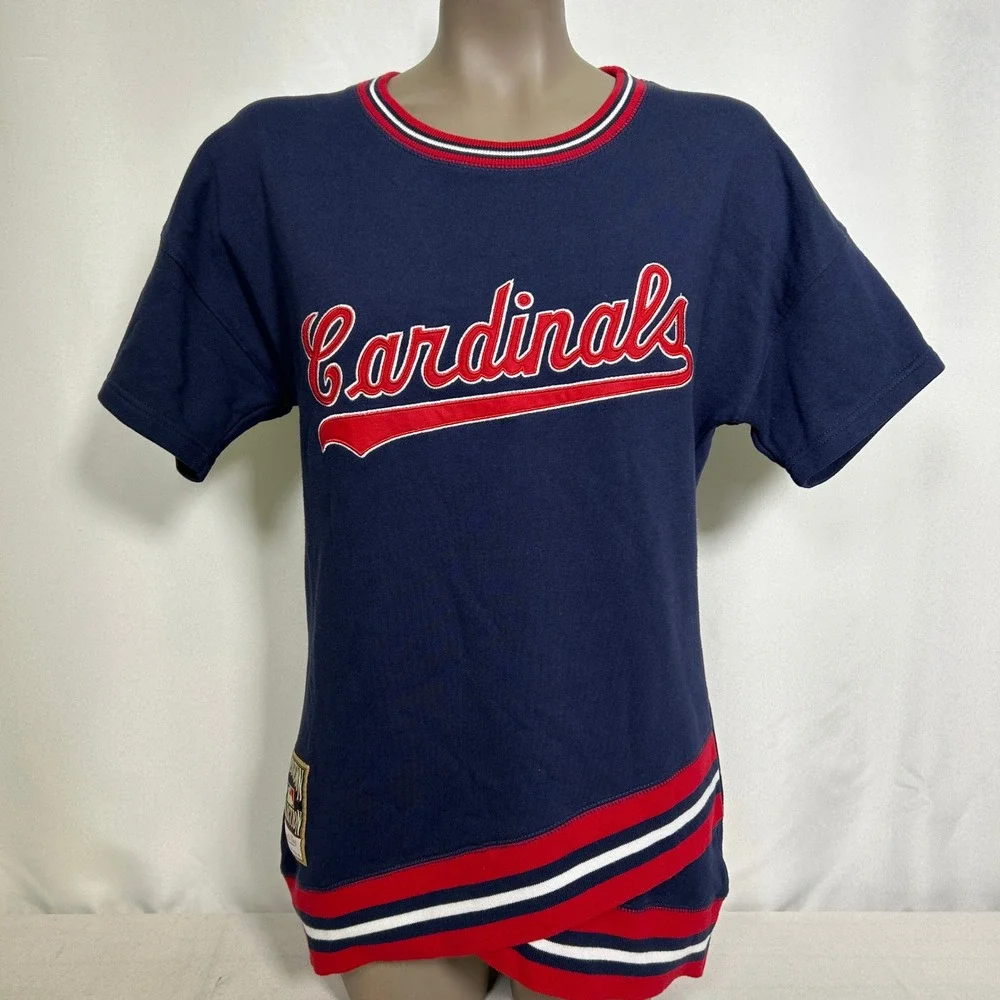 St Louis Cardinals MLB Mitchell & Ness Blue Cooperstown T-Shirt Women's SMALL